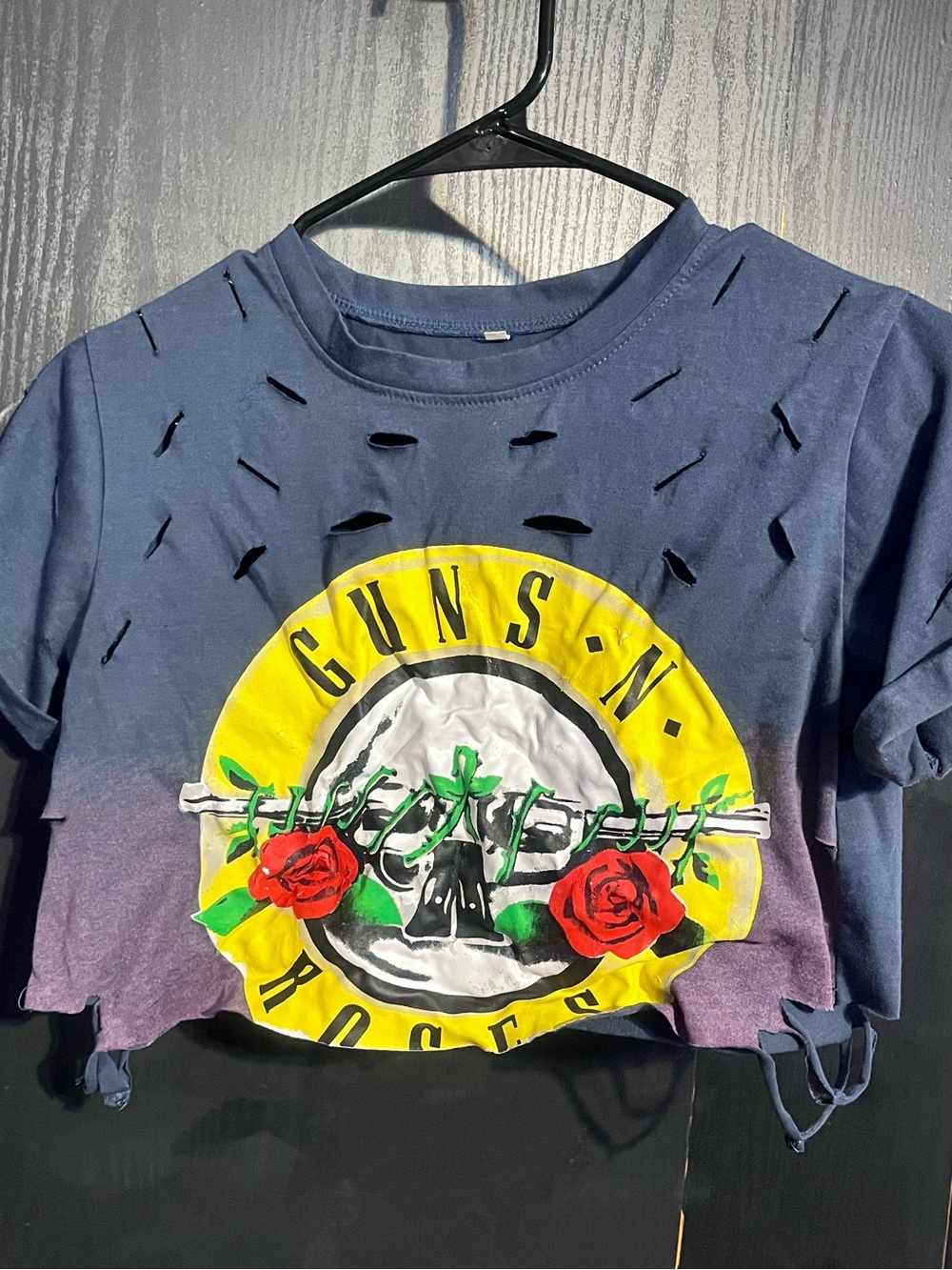 Guns N' Roses Navy Distressed Crop Tee